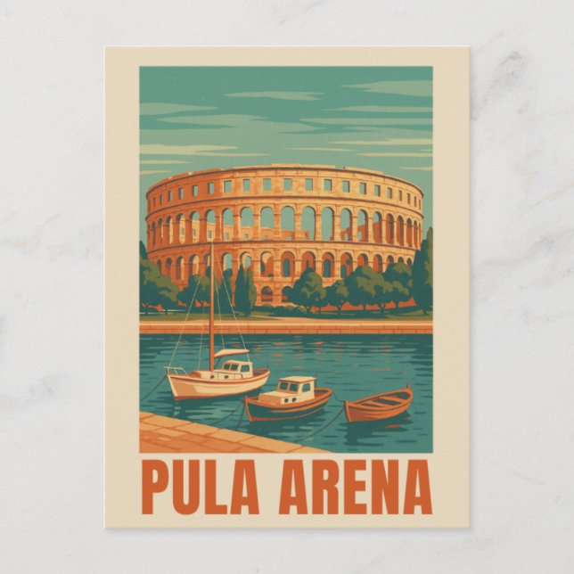 Pula Arena Vintage Poster – Roman Amphitheatre Wal Postcard (Front)