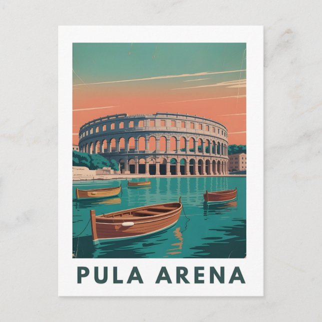 Pula Arena Vintage Poster – Roman Amphitheatre Wal Postcard (Front)