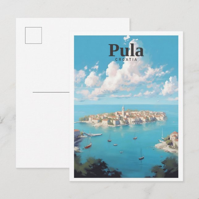 Pula Croatia Art Vintage Travel  Postcard (Front/Back)