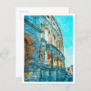 Pula Croatia Beautiful Oil Paint Landscape Postcard