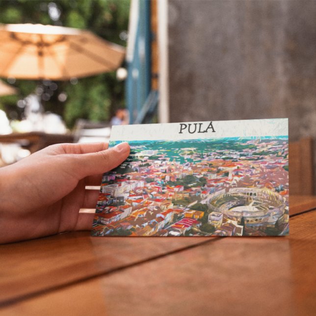 Pula Croatia City View Painting Postcard (Pula Croatia Postcard)