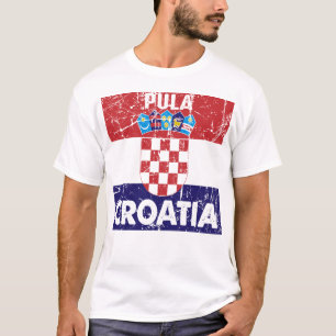 Pula Croatia Vintage Flaggen T-Shirt