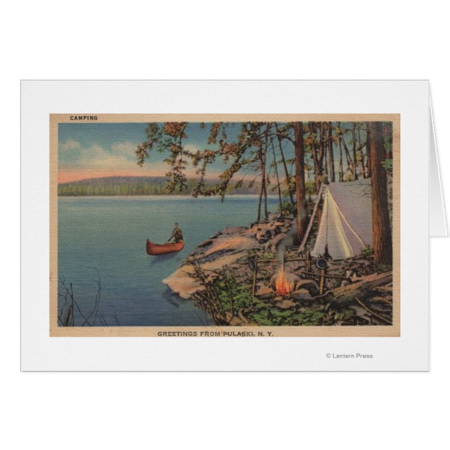 Pulaski, NY View of Canoe, Camping, Tent, Lake (Front Horizontal)