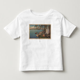 Pulaski, NY View of Canoe, Camping, Tent, Lake Toddler T-Shirt