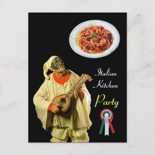 PULCINELLA ITALIAN KITCHEN PARTY Black Recipe Postcard