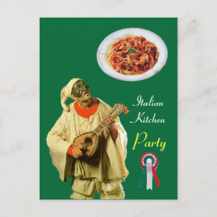 PULCINELLA  ITALIAN KITCHEN PARTY Green Recipe Postcard