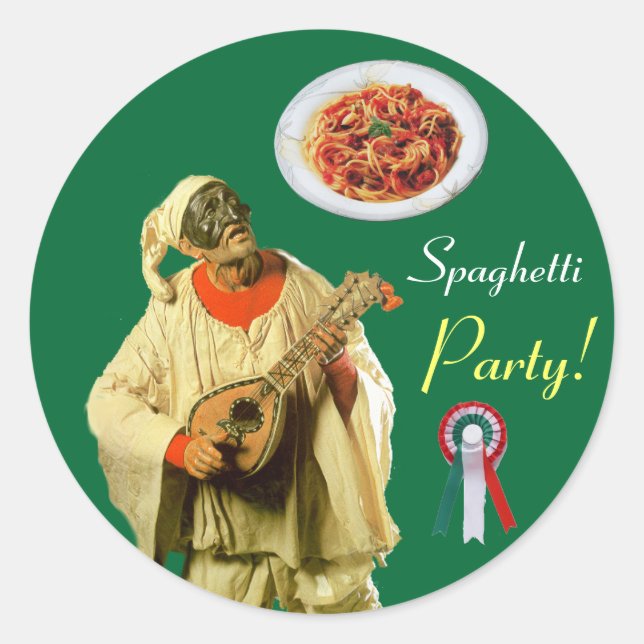 PULCINELLA  ITALIAN KITCHEN PARTY Red Green White Classic Round Sticker (Front)