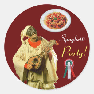 PULCINELLA ITALIAN KITCHEN PARTY Red Green White Classic Round Sticker