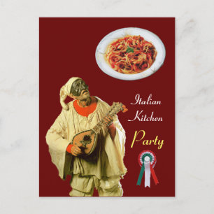 PULCINELLA ITALIAN KITCHEN PARTY Red Recipe Postcard