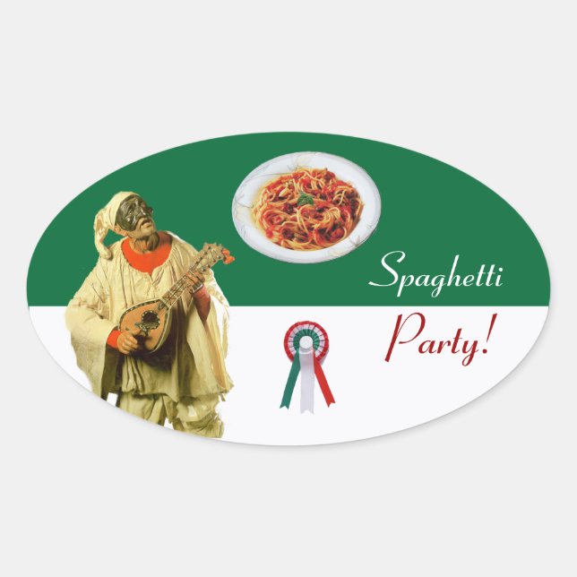 PULCINELLA  ITALIAN KITCHEN PARTY red white black Oval Sticker (Front)