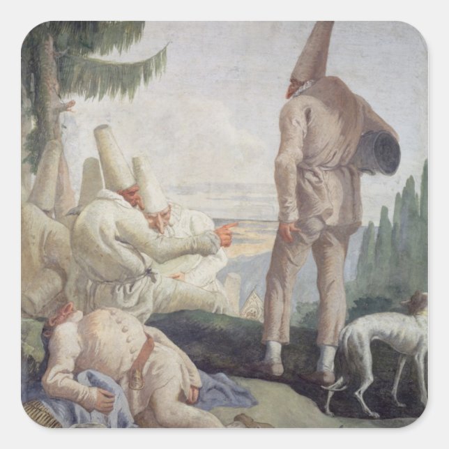 Pulcinella on Holiday Square Sticker (Front)