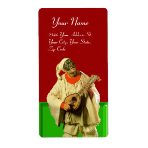 PULCINELLA WITH MANDOLIN red green white