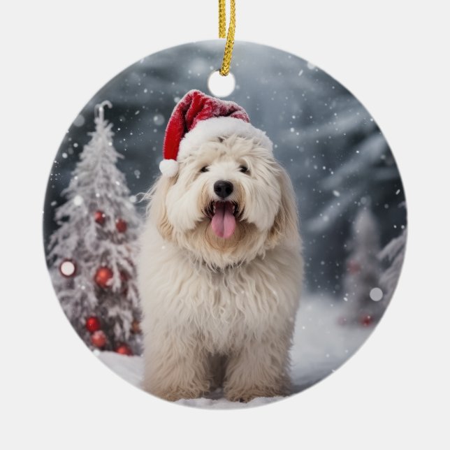 Puli Dog Christmas Keepsake Ceramic Tree Decoration (Front)