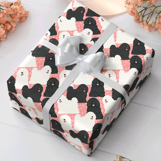 Puli Dog Cute Pink Polka Dot Wrapping Paper (Creator Uploaded)