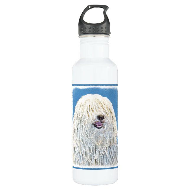Puli Painting - Cute Original Dog Art 710 Ml Water Bottle (Front)