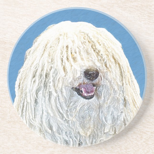 Puli Painting - Cute Original Dog Art Coaster (Front)