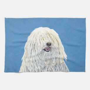 Puli Painting - Cute Original Dog Art Tea Towel
