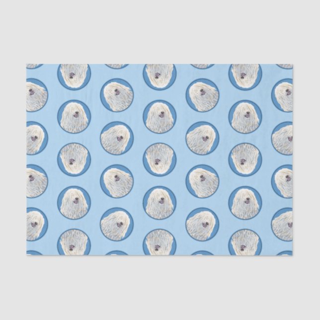 Puli Painting White Cream Cute Original Dog Art Tissue Paper (Front)