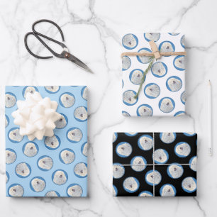 Puli Painting White Cream Cute Original Dog Art Wrapping Paper Sheet