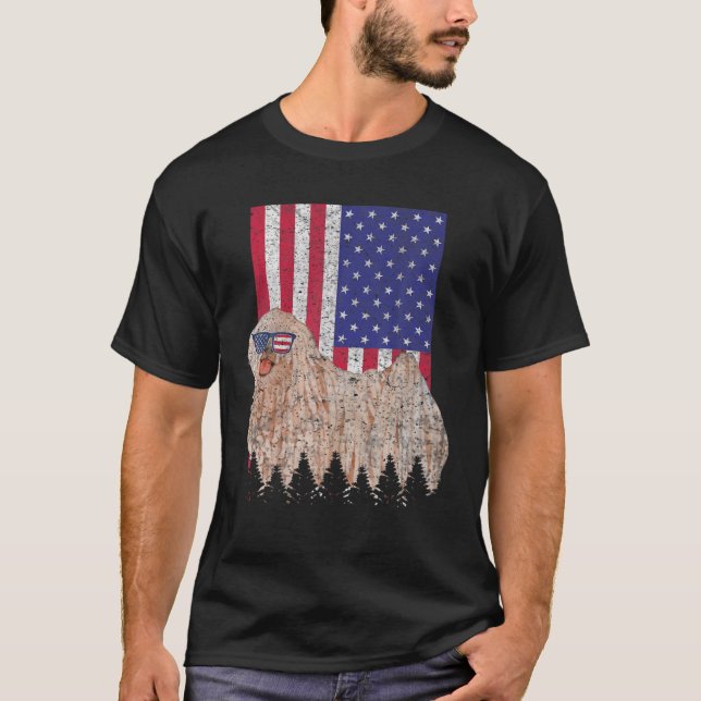 Puli Patriotic Dog USA Pride American Flag T-Shirt (Front)