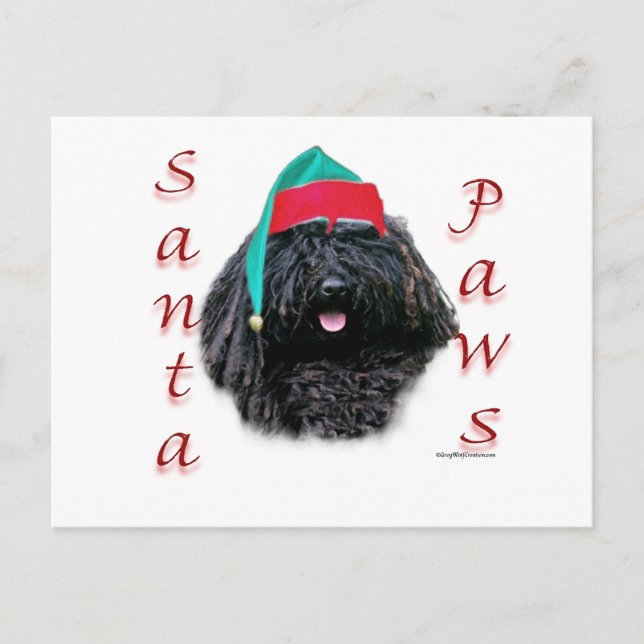 Puli Santa Paws Holiday Postcard (Front)