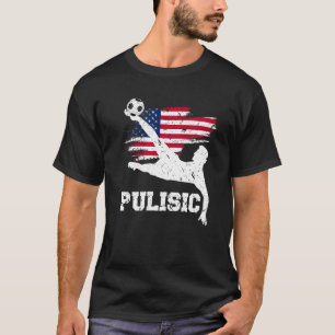 Pulisic Usa Flag Soccer Football Fan Silhouette Gr T-Shirt