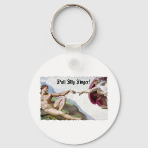 Pull My Finger - Michelangelo Creation Fart Humour Key Ring