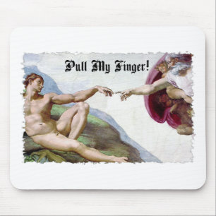 Pull My Finger - Michelangelo Creation Fart Humour Mouse Mat
