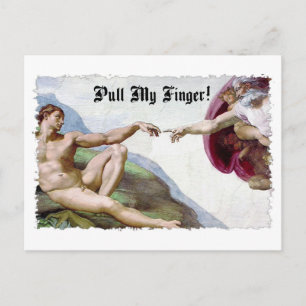 Pull My Finger - Michelangelo Creation Fart Humour Postcard