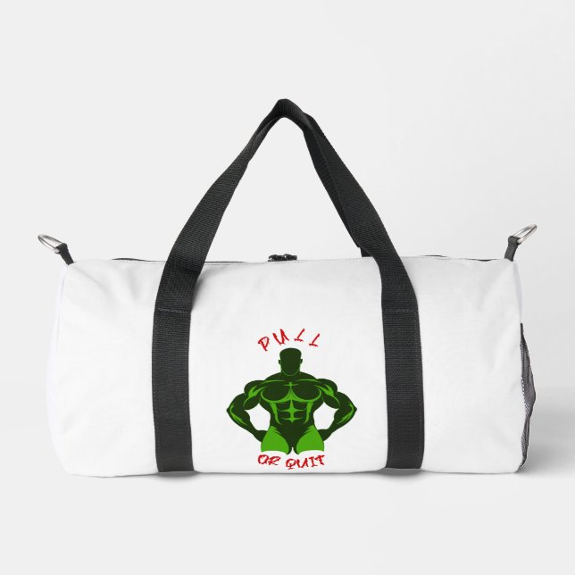 Pull Or Quit Hardcore Bodybuilding Motivation Gear Duffle Bag (Front)