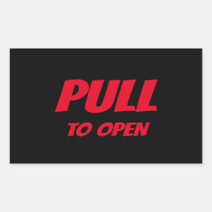 PULL TO OPEN DOOR RECTANGULAR STICKER