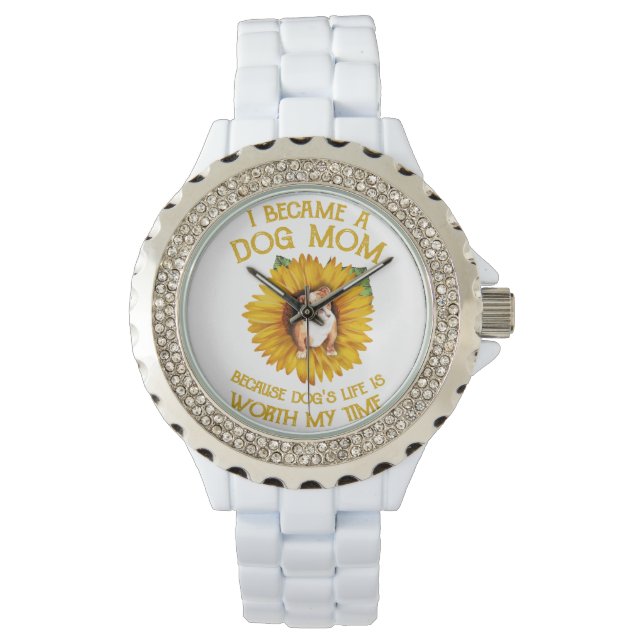 Pulldog Inside Sunflower A Dog Mum Dog's Life Gift Watch (Front)