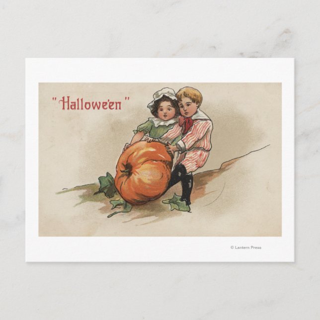 Pulling Pumpkin up Hillside Postcard (Front)