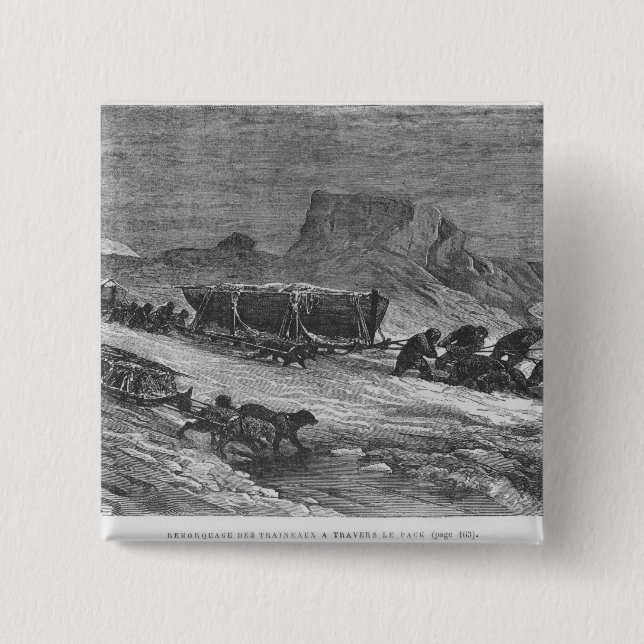 Pulling the sledges through the pack ice 15 cm square badge (Front)