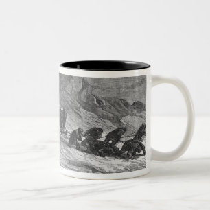 Pulling the sledges through the pack ice Two-Tone coffee mug
