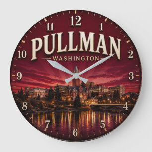 Pullman Washington College Town Large Clock