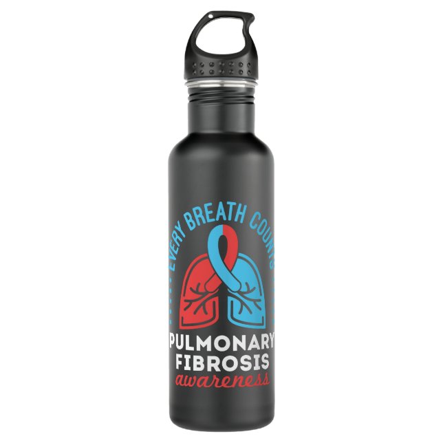 Pulmonary Fibrosis Awareness Every Breath Counts 710 Ml Water Bottle (Front)