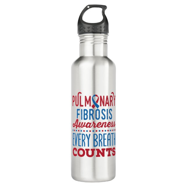 Pulmonary Fibrosis Awareness Every Breath Counts 710 Ml Water Bottle (Front)
