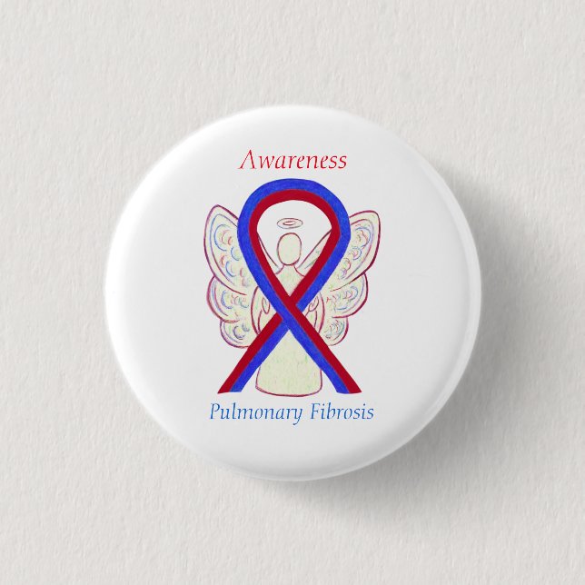Pulmonary Fibrosis Awareness Ribbon Angel Buttons (Front)