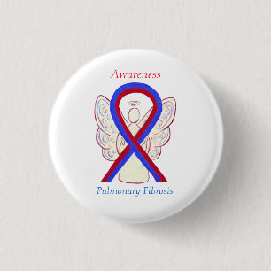 Pulmonary Fibrosis Awareness Ribbon Angel Buttons