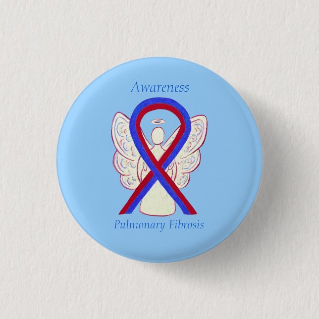 Pulmonary Fibrosis Awareness Ribbon Angel Buttons (Front)
