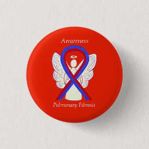 Pulmonary Fibrosis Awareness Ribbon Angel Buttons