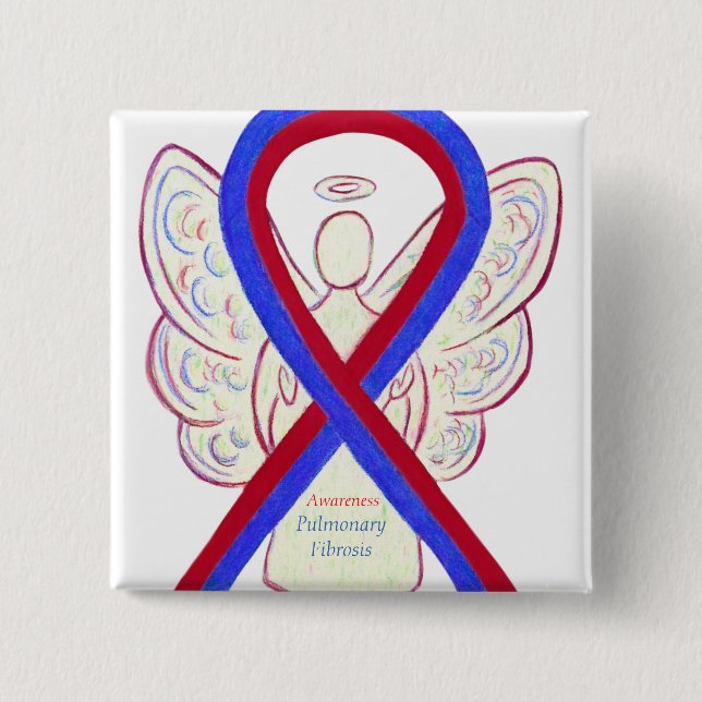 Pulmonary Fibrosis Awareness Ribbon Angel Pin (Front)