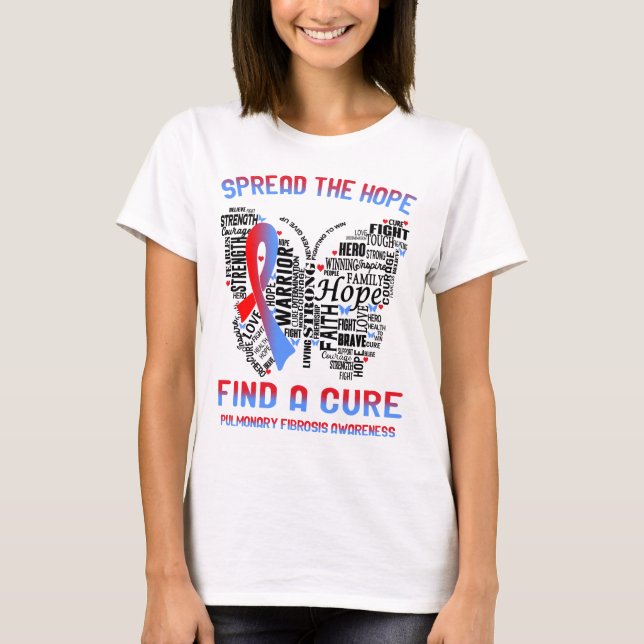 Pulmonary Fibrosis Awareness Ribbon Support Gifts T-Shirt (Front)