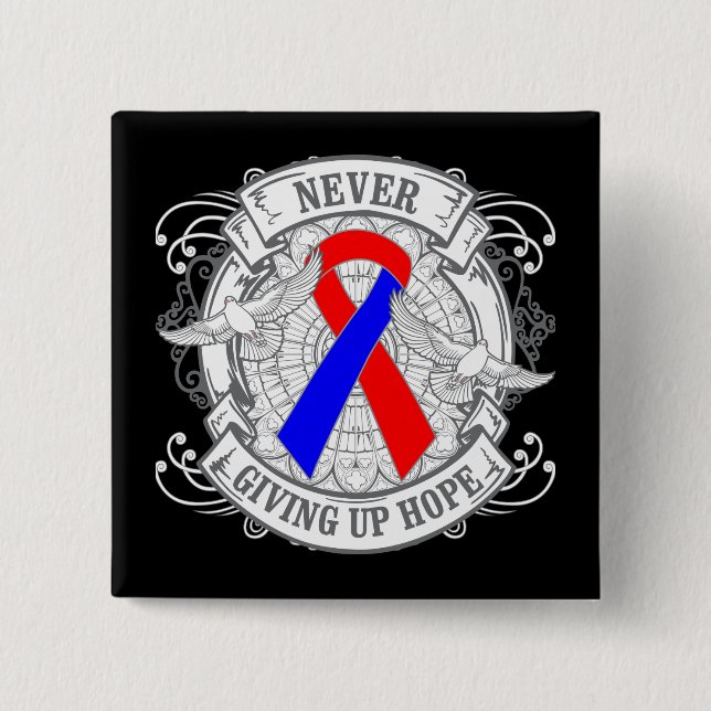 Pulmonary Fibrosis Never Giving Up Hope 15 Cm Square Badge (Front)