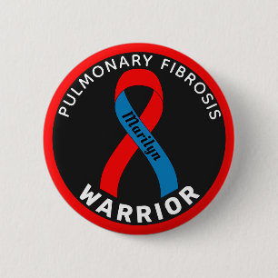 Pulmonary Fibrosis Warrior Ribbon Black Button