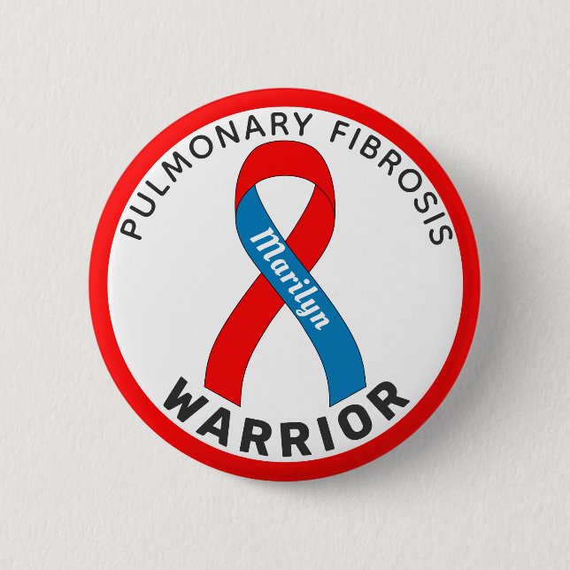 Pulmonary Fibrosis Warrior Ribbon White Button (Front)