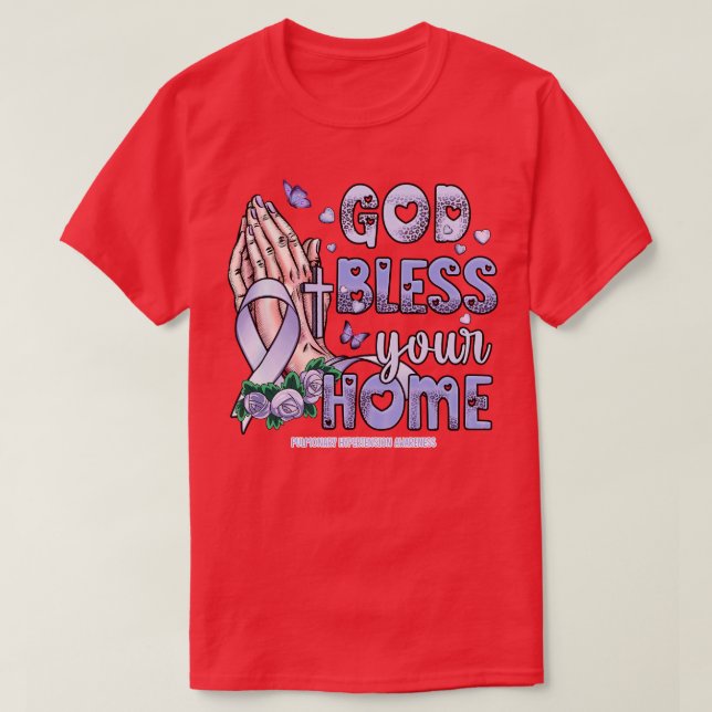 Pulmonary Hypertension Awareness god bless faith h T-Shirt (Design Front)