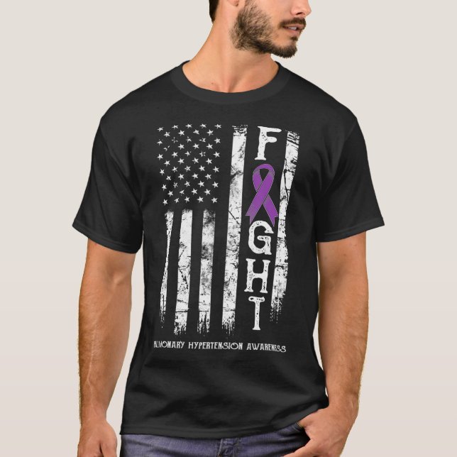 Pulmonary Hypertension Warrior US Flag T-Shirt (Front)