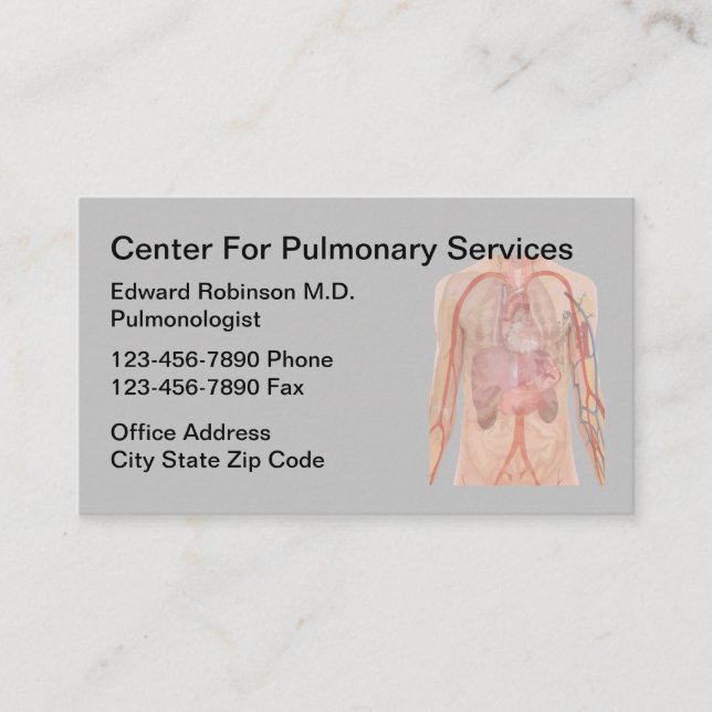 Pulmonologist Lung Doctor Business Card (Front)